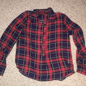 Modcloth red & blue plaid shirt button up